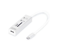 DIGITUS DA-70243 DIGITUS USB Type-C OTG 3 prievadų HUB + kortelių skaitytuvas