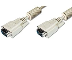 DIGITUS VGA Monitorius connection cable, HD15, M/M, 5.0m, 3Coax/7C, 2xferrite beige, DK-310103-050-E