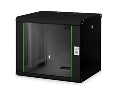 Digitus | Wall Mounting Cabinet | DN-19 09-U-SW | IP protection class: IP20; Front door: Glass door, single opening; Cabinet type: Wall mounting cabinet; Equipment mounting depth min.-max.: 305-370 mm; Load capacity: 100 kg | Juodas