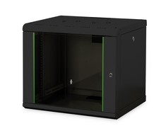 Digitus | Wall Mounting Cabinet | DN-19 09-U-SW | IP protection class: IP20; Front door: Glass door, single opening; Cabinet type: Wall mounting cabinet; Equipment mounting depth min.-max.: 305-370 mm; Load capacity: 100 kg | Juodas