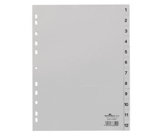 Laikiklis DURABLE Zahlenregister A4 1-12 PP volldeck. grau