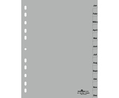 Laikiklis Durable 651410, mėnesių skirtukų rodyklė, polipropilenas (PP), pilkas, vertikaliai, A4, 230 mm
