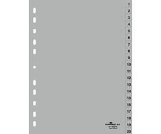 Laikiklis Durable DURABLE Zahlenregister A4 1-20 PP volldeckend grau