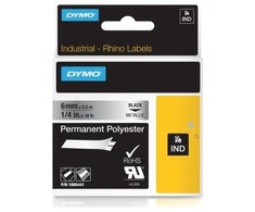 DYMO Rhino Professional, poliesterio juosta, 6 mm, juodas tekstas ant metalinės juostos, 5,5 m 1805441