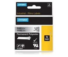 DYMO Rhino Professional, poliesterio juosta, 6 mm, juodas tekstas ant metalinės juostos, 5,5 m 1805441