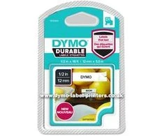 DYMO D1 Patvarus 12 mm x 5,5 M, Juodas ant Balto