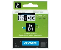 D1 ženklinimo juosta „flex nylon“ 19mm, juoda, balta, juodas tekstas ant baltos juostos, 3,5 m DYMO / 16958