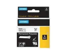 DYMO Rhino Professional, poliesterio juosta, 6 mm, juodas tekstas ant baltos juostos, 5,5 m 1805442