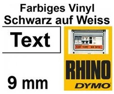 Dymo Vinilinė juostelė RHINO 9MMx5.5M, JUODA/BALTA