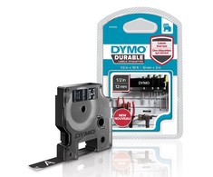DYMO D1 Durable - Baltas on Juodas - 12mm etikečių juostelė Balta ant juodo