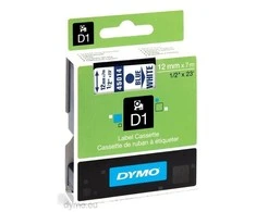 Juostelė DYMO D1 12mm x 7m, vinilinė, mėlyna ant balto / S0720540 45014
