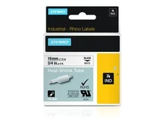 DYMO Rhino Professional, pastebimai susitraukiantis vamzdelis, 19x1,5 mm, juodas tekstas ant baltos žarnos, 1,5 m 18057