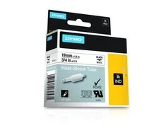 DYMO Rhino Professional, pastebimai susitraukiantis vamzdelis, 19x1,5 mm, juodas tekstas ant baltos žarnos, 1,5 m 18057