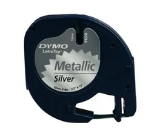 DYMO S0721730 etikečių juostelė Juoda metalo spalvos fone