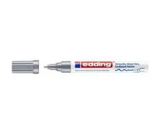 *Žymeklis Edding 4040 lako pagrindu, apvaliu galiuku, 1-2mm, skirtas dekoravimui, matinės sidabrinės spalvos