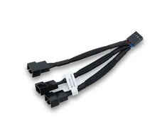 Ek Water Blocks EK Vanduo Blocks EKWB 3x skirstytuvo laidas 4 kontaktų PWM ventiliatoriui, 10cm, Y-kabelis (juodas)