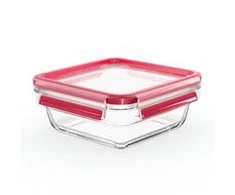 Emsa Clip&amp;Close stiklinis maisto konteineris 0,8 L raudonas