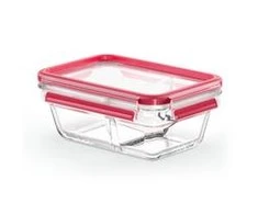 Emsa Clip&amp;Close Glass Food Container 800 ml raudona