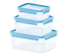 Emsa Food Clip&amp;Close 508567 3p rinkinys skaidrus/mėlynas