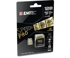 Atminties kortelė Karta Emtec Speedin Pro Micro SDXC 128 GB 10 klasės UHS-I/U3 A1 V30 (ECMSDM128GXC10SP)