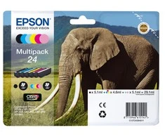 Epson Elephant Multipack 6-colours 24 Claria Photo HD Ink - Original - Pigment-based ink - Juodas,Cyan,Light cyan,Light magenta,Magenta,Geltona - Epson - - Expression Photo XP-960 - Expression Photo XP-950 - Expression Photo XP-860 - Expression Photo... - 1 pc(s)