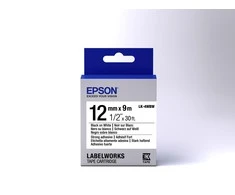 Epson LK-4WBW (C53S654016) Ženklinimo juostos kasetė, Strong Adhesive, Juodas on Baltas (12mm, 9m)
