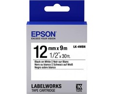 Epson Label Cartridge LK-4WBN Standartiniai klijai Juodas ant Balto 12mm (9m)