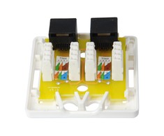 Equip Aufputzdose Cat6 2-Port 2x RJ45 UTP RAL 9010 ws Polybeutel