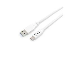 USB kabelis Equip USB-A - USB-C 1 m Balta (128364)