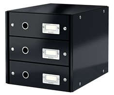 Universali dėžė Leitz Click&amp;Store, su 3 stalčiukais, juodos spalvos