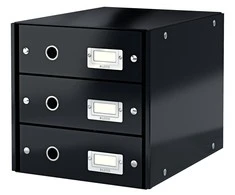 Universali dėžė Leitz Click&amp;Store, su 3 stalčiukais, juodos spalvos