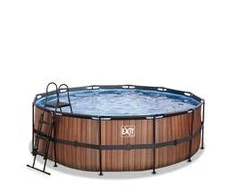 Baseinas EXIT Wood ø427x122cm su pompa su filtru - rudas