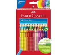 Spalvoti akvareliniai pieštukai Faber-Castell Colour Grip, 36 spalvos, tribriauniai