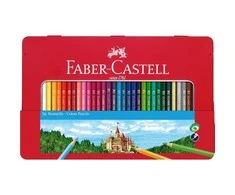 Faber-Castell – spalvoti pieštukai šešiakampė skarda 36 vnt (115886)