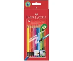 Spalvoti pieštukai Faber-Castell 2011, su trintuku, 12 spalvų