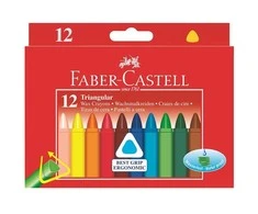 Vaškinės kreidelės Faber-Castell, tribriaunės, 12 spalvų