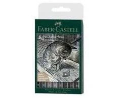 Faber-Castell - Pitt Artist Pen India ink Pilkas &amp; Juodas 8ct (167171)