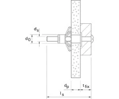 Fischer Metal. kaištis gipsui su varžtu HM 5X52 S