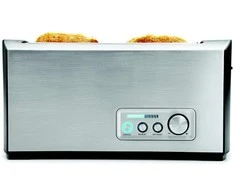 Skrudintuvas Gastroback Toaster PRO 4S 42398 Stainless Steel/ juodas, Nerūdijantis plienas, 1500 W, Lizdų skaičius 4, Galios lygių skaičius 9, Į komplektaciją įeina bandelių šildytuvas