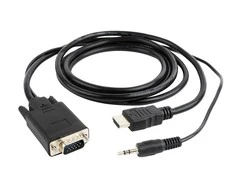 GEMBIRD A-HDMI-VGA-03-10 HDMI į VGA ir garso adapterio kabelis vienas prievadas 3m juodas