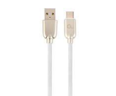 Gembird USB 2.0 - USB-C (AM/CM) 2m balta guminė pynė