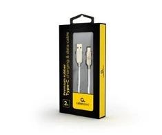 Gembird USB 2.0 - USB-C (AM/CM) 2m balta guminė pynė