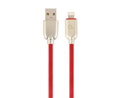 GEMBIRD CC-USB2R-AMLM-2M-R Gembird Premium guminis 8 kontaktų įkrovimo ir duomenų kabelis, 2m, raudonas