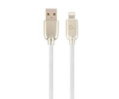GEMBIRD CC-USB2R-AMLM-2M-W Gembird Premium guminis 8 kontaktų įkrovimo ir duomenų kabelis, 2m, baltas
