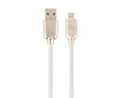 GEMBIRD CC-USB2R-AMmBM-2M-W Gembird Premium guminis Micro-USB įkrovimo ir duomenų kabelis, 2m, baltas