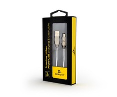 GEMBIRD CC-USB2R-AMmBM-2M-W Gembird Premium guminis Micro-USB įkrovimo ir duomenų kabelis, 2m, baltas