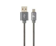 GEMBIRD CC-USB2S-AMmBM-2M-BG Gembird Premium spiralinis metalinis Micro USB įkrovimo ir duomenų kabelis, 2 m, metalinis-pilkas