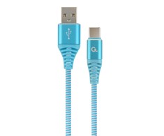 GEMBIRD CC-USB2B-AMCM-2M-VW Gembird Premium medvilninis pintas Type-C USB įkrovimo ir duomenų laidas,2m,mėlynas/baltas