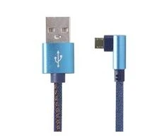 Kabelis USB 2.0 – microUSB 1m tekstilės pynė, kampinė Gembird jungtis