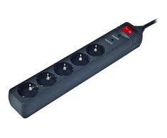 Gembird EnerGenie | Surge Protector SPG5-C-10/ 3 m/ 5 Sockets/ Juodas